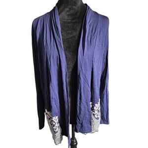 NWT ECLA violet blue casual cardigan with embroidery Size Medium